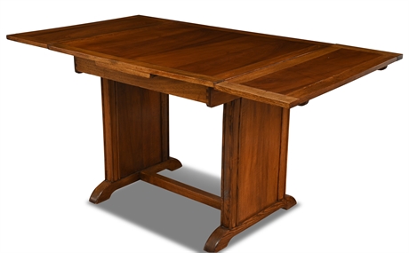 Mid-Century Oak Trestle Extension Table