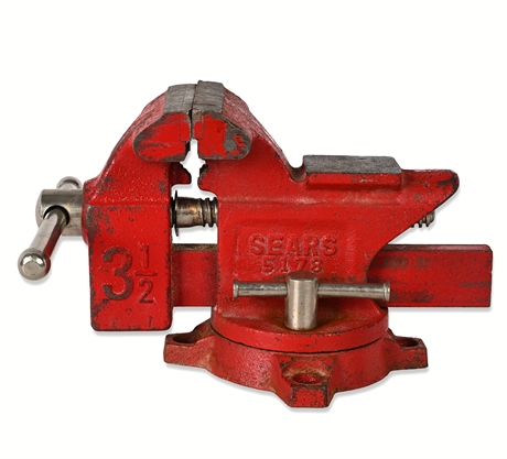 Sears 5178 Bench Vise – 3½" Jaw, Swivel Base, Vintage Cast Iron