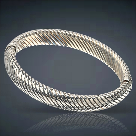 Italian 950 Silver Twisted Rope Hinged Bangle by Milor