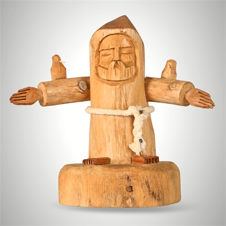 Elmer Alvarez Saint Francis & Birds Hand-Carved Cottonwood Figure