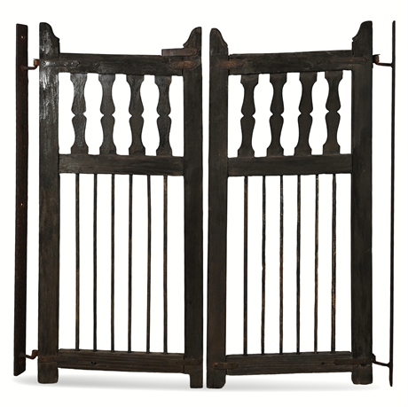 Antique Iron & Wood Gates – Hinged, Mortise Joinery, 45" Tall