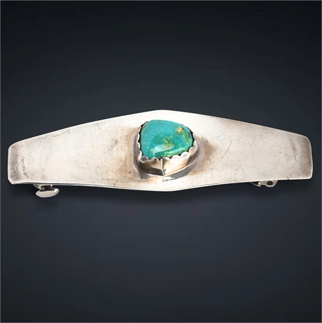 Navajo Turquoise & Sterling Hair Barrette