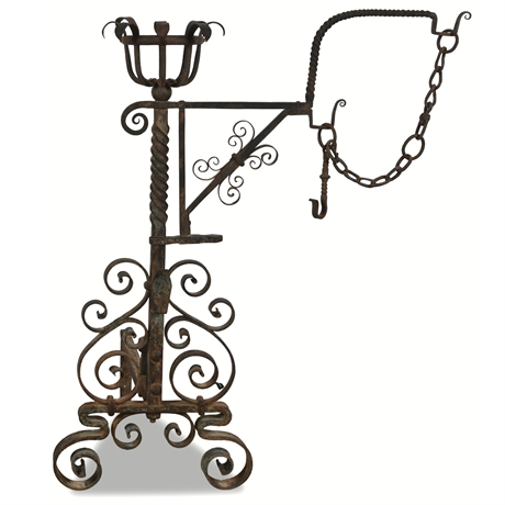 Early 19th Century Spanish Wrought Iron Castle Andiron