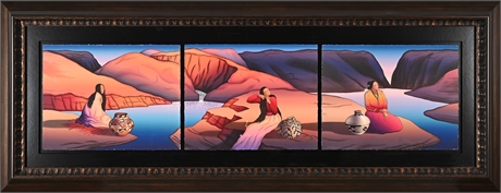 RC Gorman 1989 Triptych “Canyon Woman / Waterfall / Lake Woman”