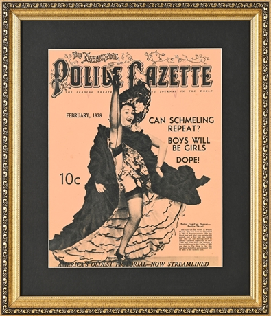 1938 Police Gazette Can-Can Dancer Evelyn Thawl Cover, Framed