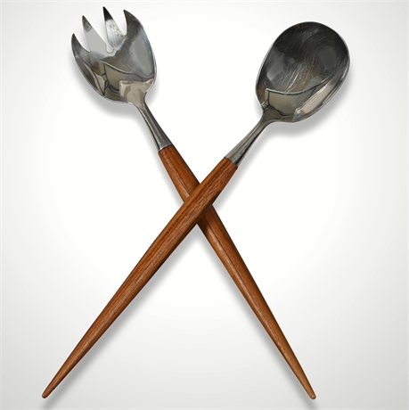 Pair Vintage Teak Serving Spoons