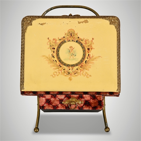 Victorian Celluloid Cabinet Card Album on Brass Easel Stand with Putti Cartouche