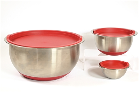 Tramontina 3 Pc Stainless Steel Mixing Bowls with Lids
