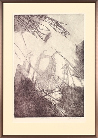 Joyce T. Macrorie — Grave Worries, Unique Etching 1/1, Signed