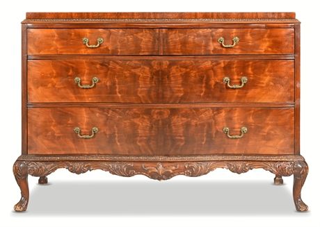 Romweber Chippendale Flame Mahogany Ornate Carved Chest of Drawers