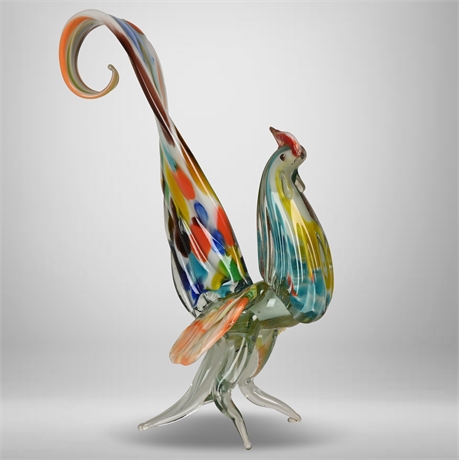 Murano Style Blown Glass Rooster
