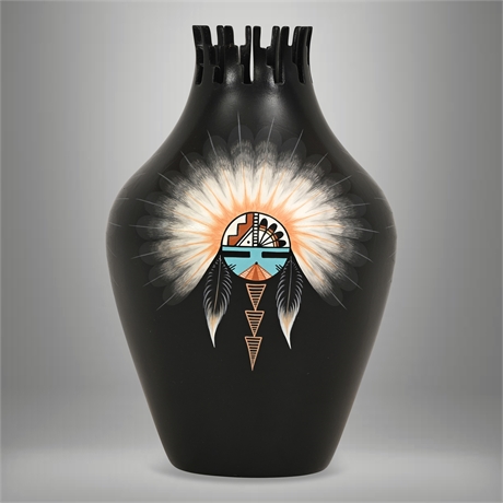 J.F. Gachupin Jemez Pueblo Blackware Jar — Tawa Sun Kachina