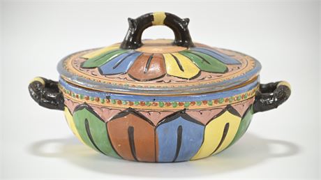 Rare Mexican Pottery Covered Dish