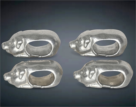 (4) Pewter "Pig" Napkin Rings