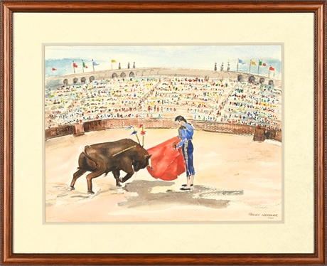 The Matador and the Bull, 1966 Becky Heffner Watercolor