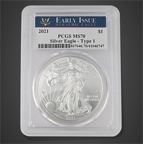 2021 American Silver Eagle – Type 1 – PCGS MS70 – Early Issue
