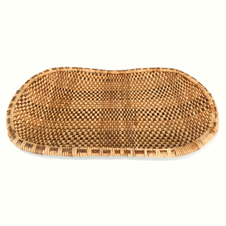 Large Handwoven Reed Basket – Natural & Dyed Fiber Rectangular Form, 29”