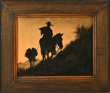 Original Cowboy Painting on Leather by Mike James