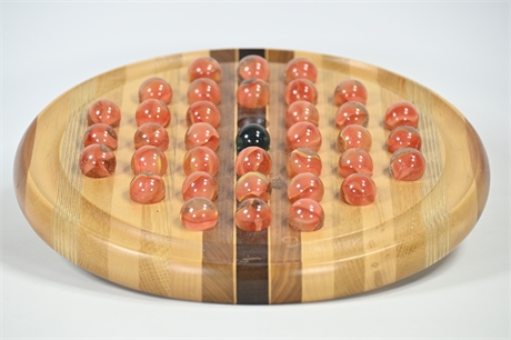 Handmade Hardwood Marble Solitaire Game Board