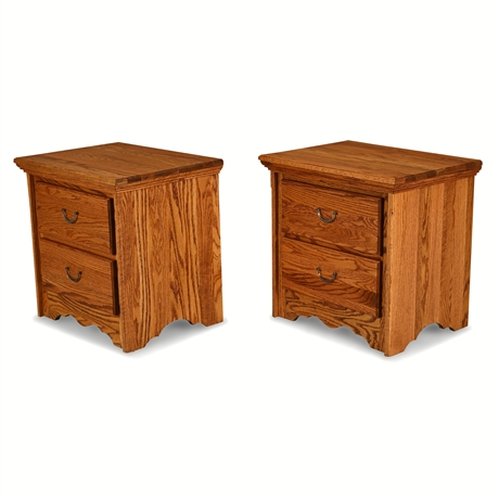Pair Solid Oak 2-Drawer Nightstands — Colliers of Colorado