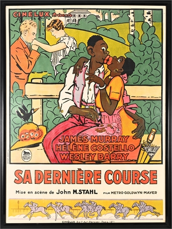 1927 Hand‑Colored French Grande Poster Sa Dernière Course (63 × 47 in)
