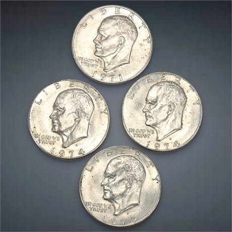 (4) 1971 & 1974-D United States Eisenhower Dollars – Copper-Nickel Clad