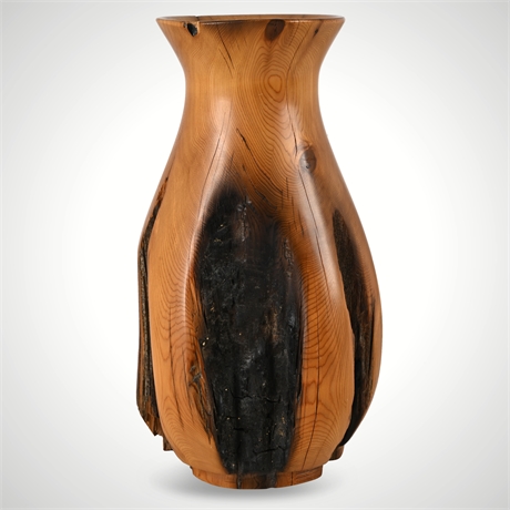 Hand-Carved Juniper Vase by Log Works — Golden B.C., Signed