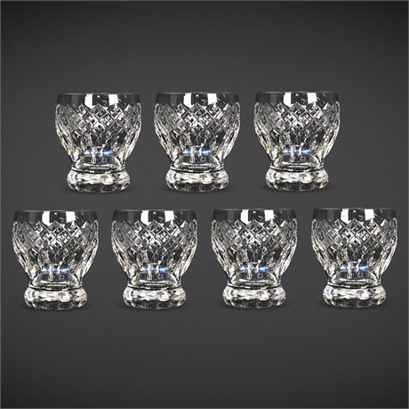 Set of 7 Cut Crystal Whiskey Tumblers — Diamond & Fan Pattern