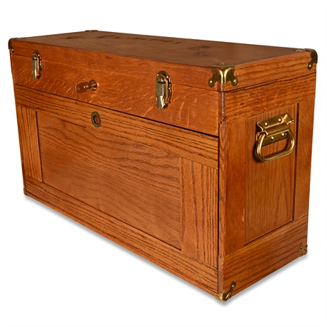 Vintage Oak Machinist Chest – 11 Drawers, Felt-Lined