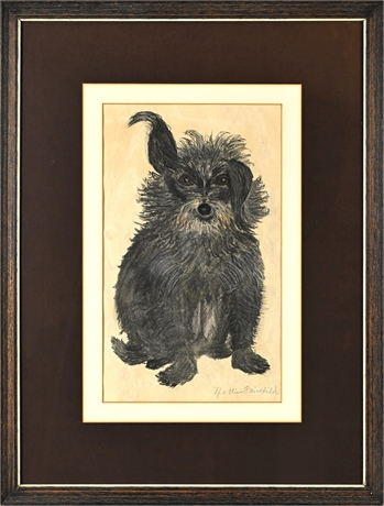 Nettie Fairchild Pastel Dog Portrait — Framed, Signed, 25.5" x 19.5"