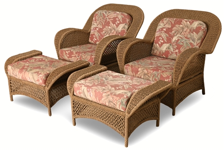 Pair Better Homes & Gardens Faux Wicker Patio Seating with Ottoman