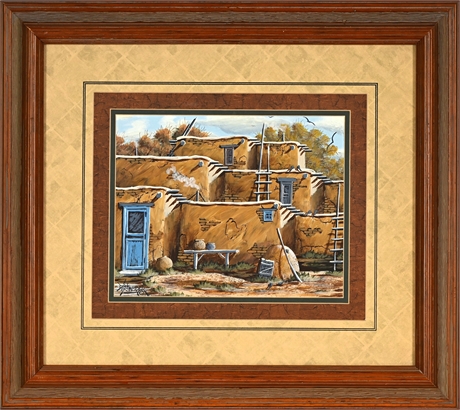 Dirk Schneider Original Acrylic Pueblo Adobe — Southwest 2001