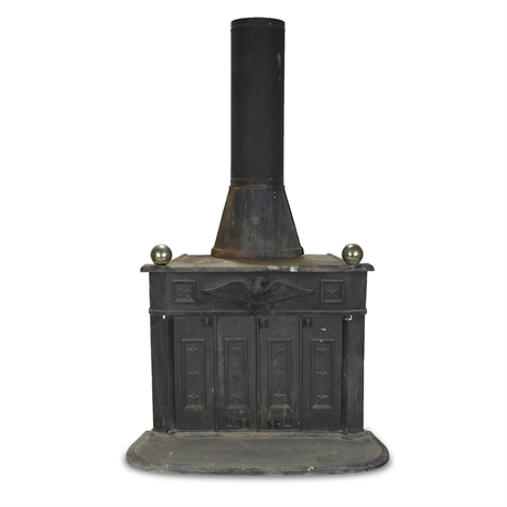 Antique Franklin Stove Wood Burning Fireplace