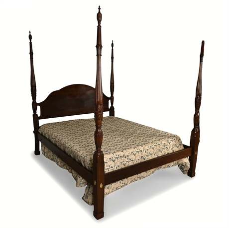 Waterford Furniture Makers Rice Carved Walnut Queen Poster Bed, 1998