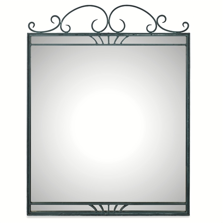 Vintage Forged Iron Scroll Mirror – 46 x 35 in