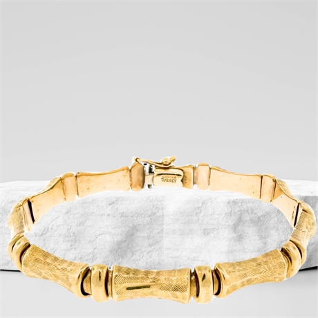 14K Textured Bamboo Bangle Bracelet