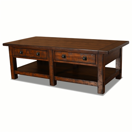 Pottery Barn Benchwright Rustic Mahogany Coffee Table