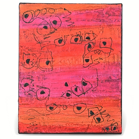 C.C. Cunningham Mixed Media Abstract on Canvas, Signed, 10x8