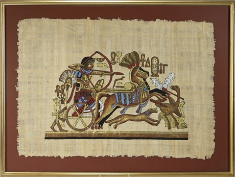 Egyptian Chariot Painting on Papyrus Paper