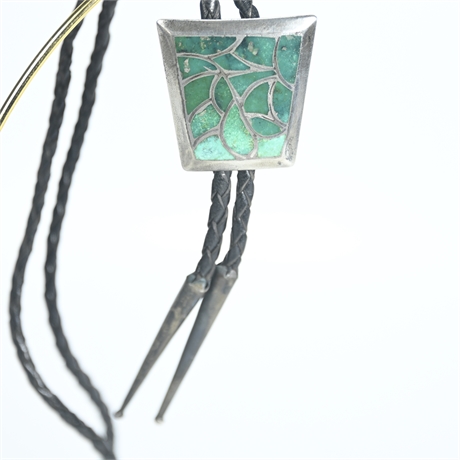 Carlos Diaz Sterling Silver and Turquoise Bolo Tie