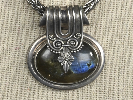 Vintage Sterling Obsidian Pendant