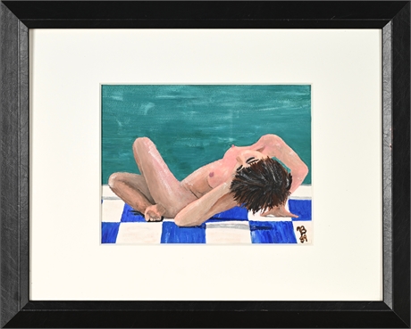 James Belton Bonsall “Nude Female Figure” 1989 Watercolor — Matted & Framed