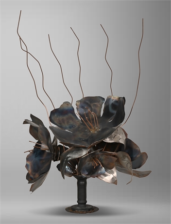 33" Copper & Iron Magnolia Sculpture