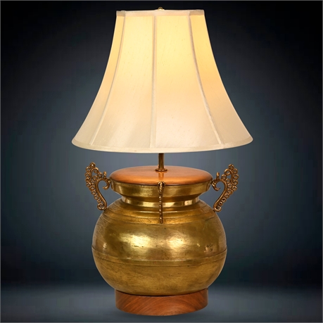 Antique Brass Temple Urn Lamp