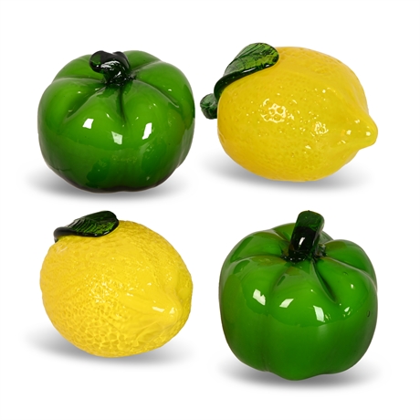 Murano Style Art Glass Lemon & Peppers