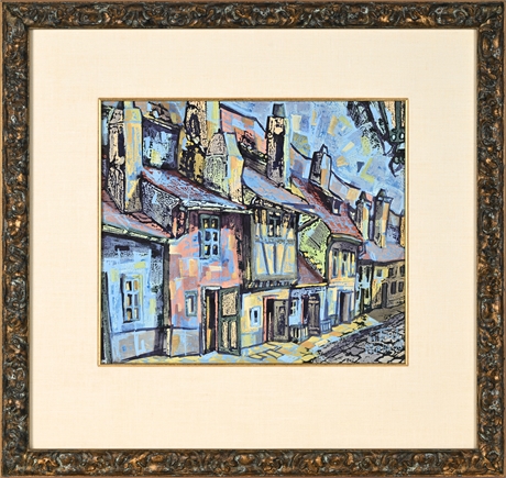 Ivan Tomek “Praha Street Scene” — 1998 Signed, Framed & Matted Cityscape