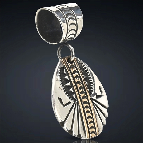 Joe Delgarito Navajo Sterling & 14K Pendant