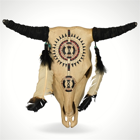 Black War Bonnet Buffalo Skull by G. Harrison