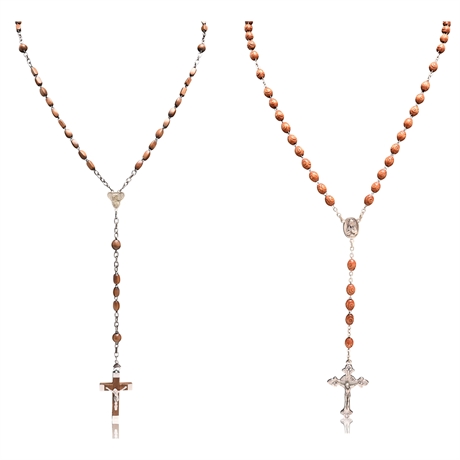 Vintage French & Italian Wood Beaded Rosaries