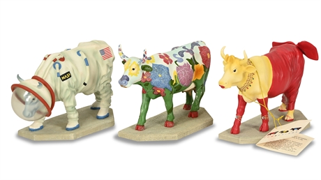 (3) Collectible Cow Parade Figurines